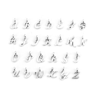 Small Script Letter Charms Antique Silver 1 Set, 11mm x 10mm