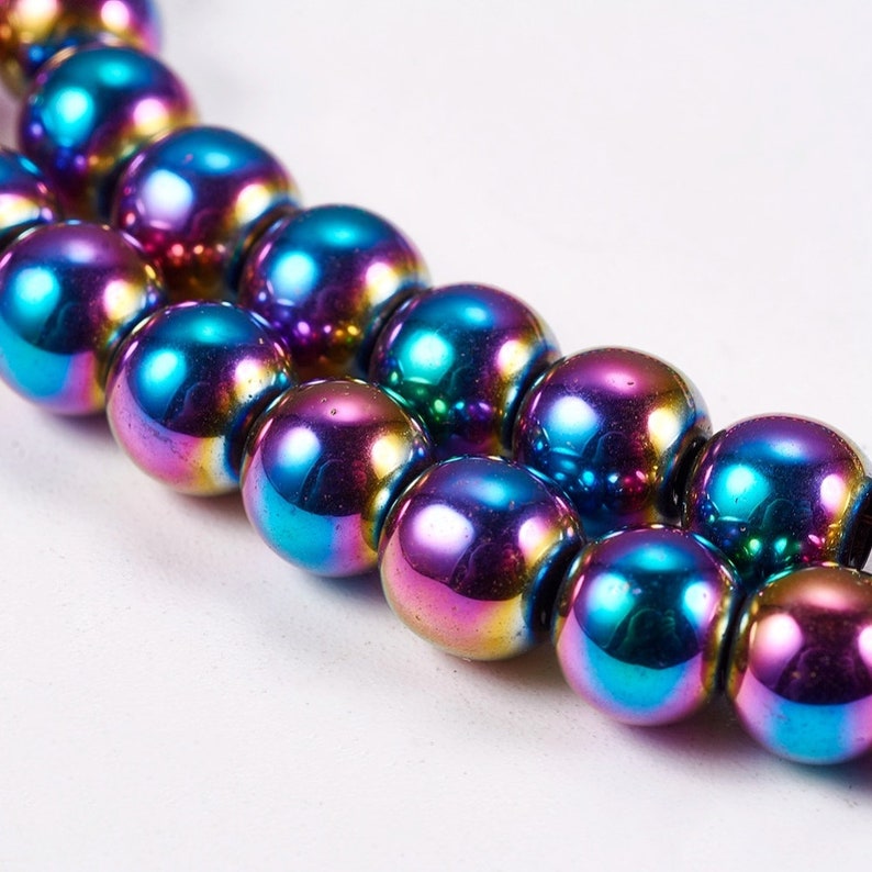 65 6mm Synthetic Hematite Beads Electroplate Non-magnetic, Colors Copper, Platinum, Gold, Rainbow image 7