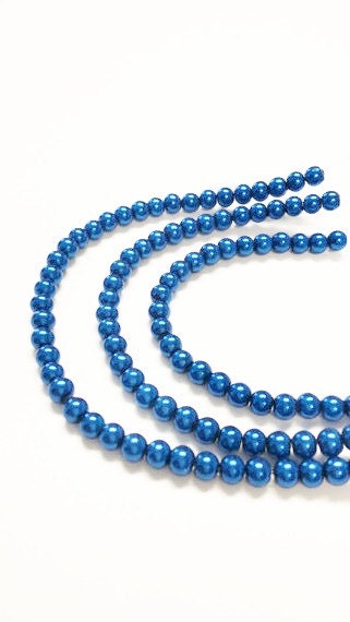 4mm pearl beads blue glass pearls jewelry making beads | Etsy