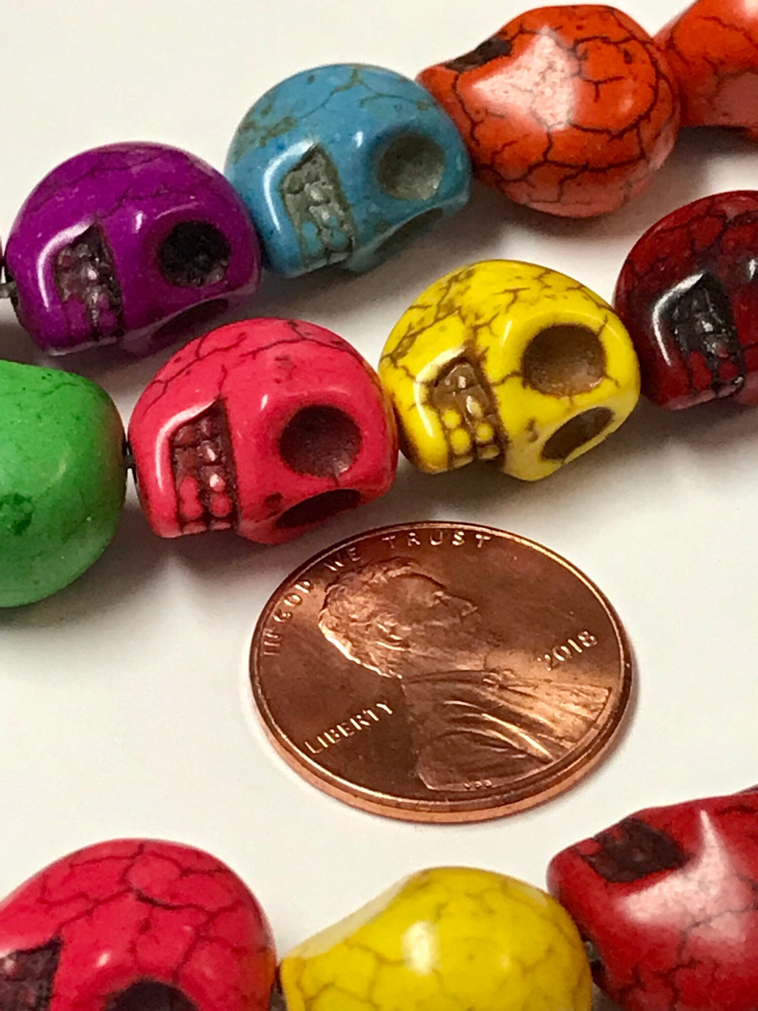 30 Howlite Skull Beads, Multicolored Skull Beads, 13mm Howlite Bead
