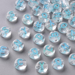 400 Blue Alphabet Beads, 7mm Acrylic letter Beads