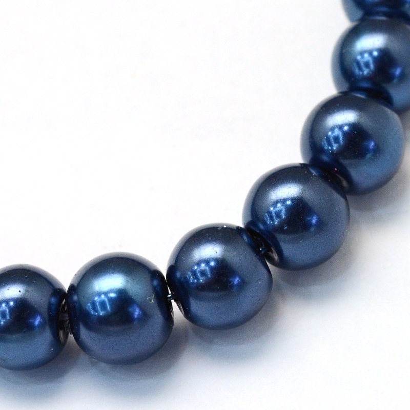Craft Supplies & Tools Blue Glass Pearl Beads 8mm 10mm Jewelry Making ...