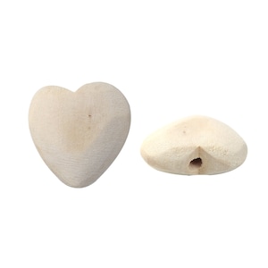 5 Wooden Heart Beads 27mm x 26mm