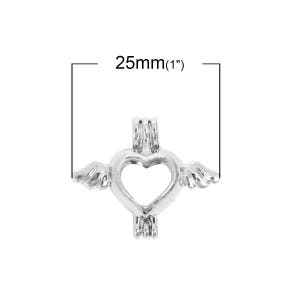 2 Heart pearl cage pendants fits 8mm bead, 4833, 700 image 2