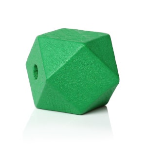 Green Wooden Faceted Geometric Beads