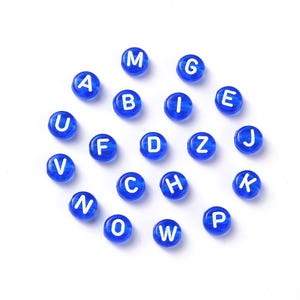 400 Blue & White Alphabet Beads, 7mm Acrylic letter Beads