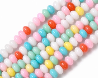 Natural Freshwater Shell Beads Strands, Ronedlle, Dyed, Mixed Color, 5x3mm