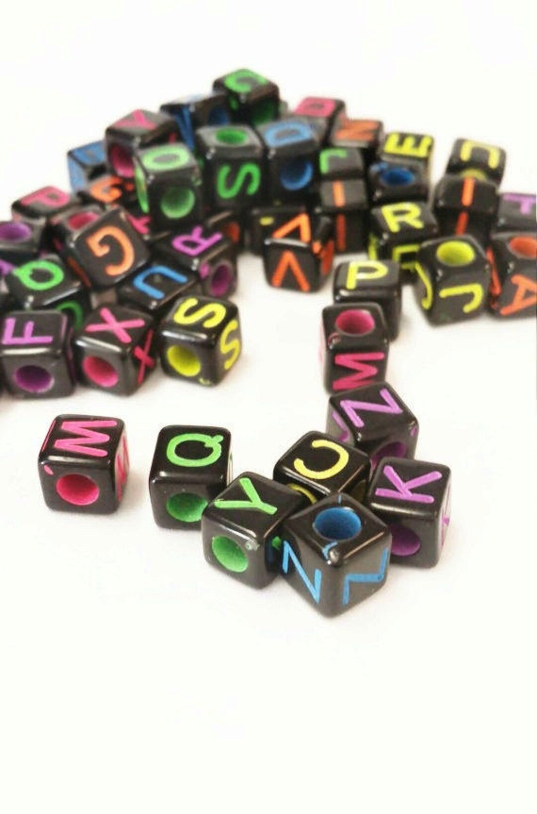 500 6mm Cube Letter Alphabet Beads, Large Letter Beads, 6mm Cube Beads