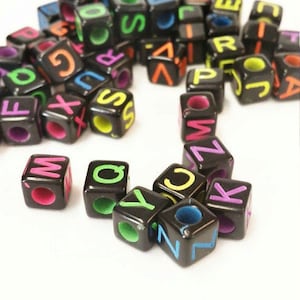 500 6mm cube letter alphabet beads, Large letter beads, 6mm cube beads, letter square beads, ABC letter beads, Name beads