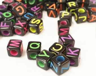 500 6mm cube letter alphabet beads, Large letter beads, 6mm cube beads, letter square beads, ABC letter beads, Name beads