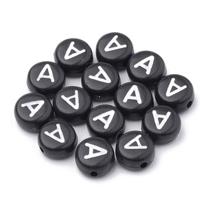 Letter A Beads, 7mm Round Alphabet Beads