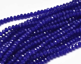 Blue Faceted Rondelle Glass Beads 3x2mm, 6x5mm