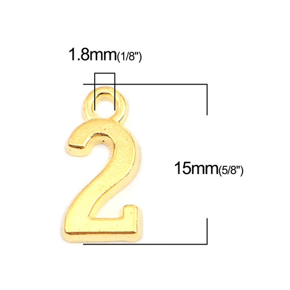 10 Number Charms Gold Tone Assorted Pendants Numeral Pendants 15mm