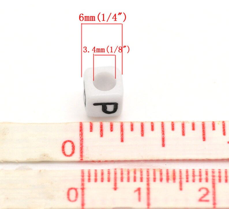 Acrylic Square Black /& White 6mm x 6mm Random Initial Alphabet Letter Beads