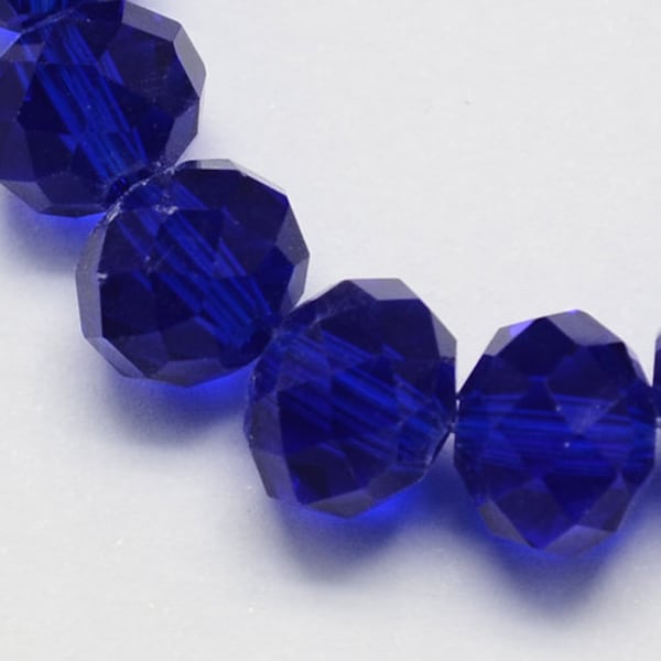 Dark Blue Rondelle Beads, Faceted Rondelle Glass Beads, Focal Beads, 13.5mm x 10mm, 12mm x 8mm, 16mm x 12mm, Jewelry Making