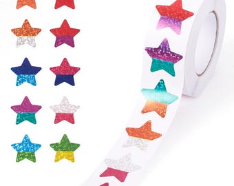500 Star Stickers,  School Teacher Stickers, 25mm, School Supplies, Laser Stickers