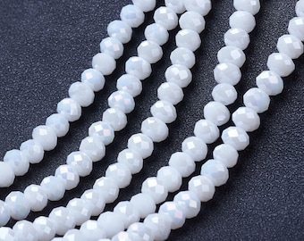 62 AB White rondelle beads 10mm