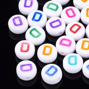 Letter D Acrylic Alphabet Beads Assorted Colors, Letter D only, 1975