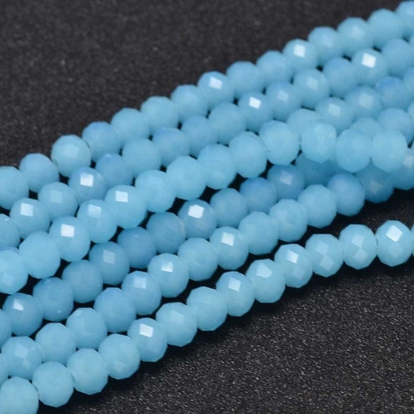 6mm Blue Faceted Rondelle Beads