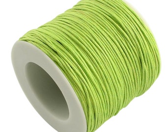 Green Waxed Cotton Cord 1mm 100 yards per roll, Jewelry Cord, Beading Cord