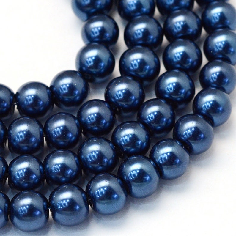 Navy Blue Glass Pearl Beads 3mm 4mm 6mm 8mm 10mm 12mm 14mm Etsy