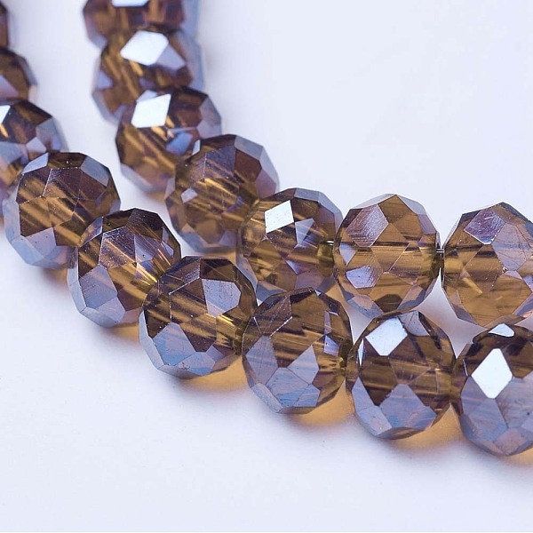 Brown Faceted Rondelle Beads Pearl Luster Plated,  10x8mm, 8x6mm, 6x5mm, 4x3mm