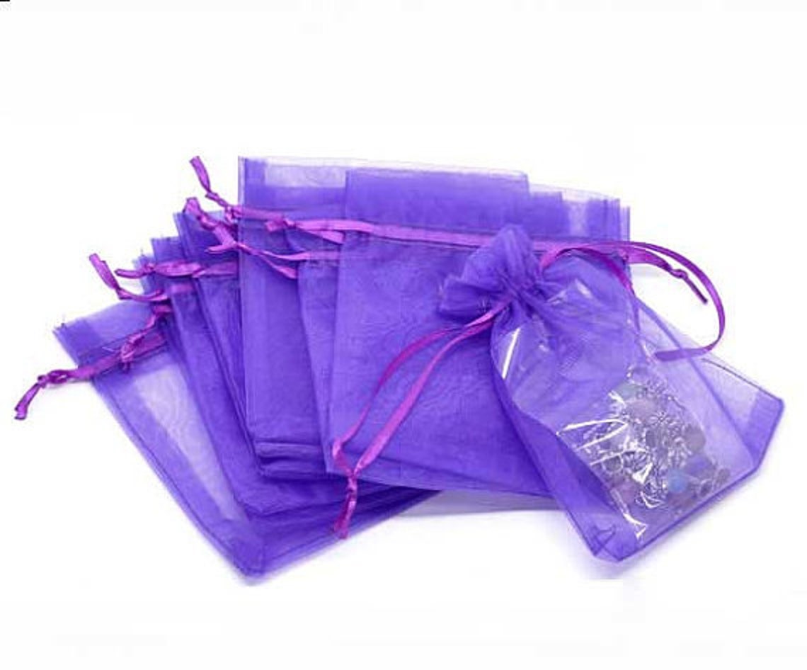 25 Organza Bags Purple Organza Bags 9cm X 7cm Party Favor Etsy