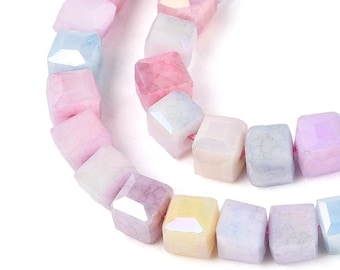 Pastel Cube Beads – AB Plated, 4–5mm Imitation Gemstone Strand for Jewelry Making 4mm Acrylic Beads on Strand for Jewelry & Crafts