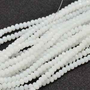 150 White Faceted Rondelle Glass Beads 3x2mm