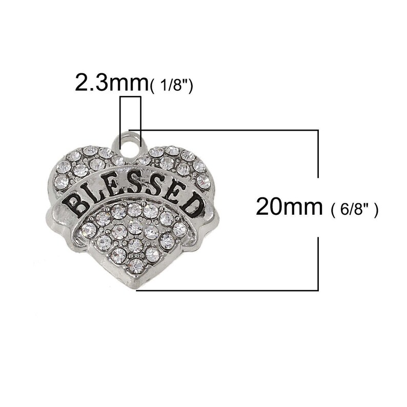 2 Blessed Charms Rhinestone Blessed Pendant 20mm Rhinestone Etsy