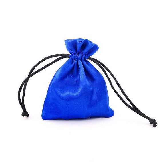 10 Blue Satin Drawstring Bags 10cm X 8cm Etsy