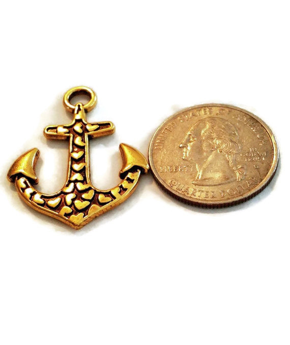 5 Anchor Charms Antique Gold Tone Anchor Heart Charms Etsy