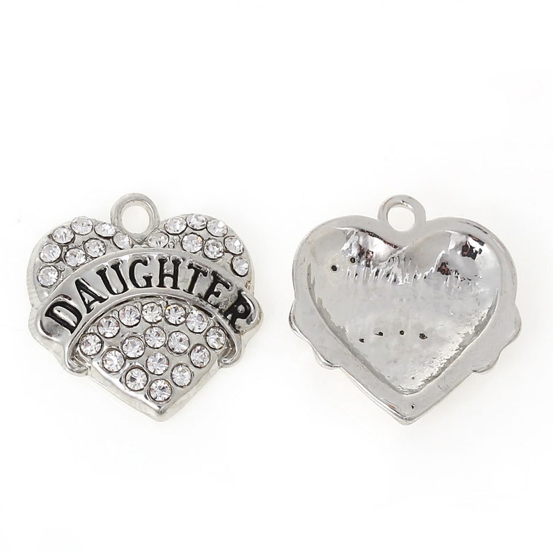 2 Daughter Charms Rhinestone Daughter Pendant 20mm Etsy