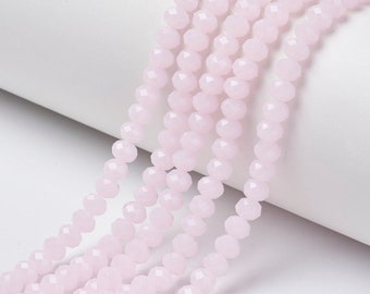 Pink Faceted Rondelle Glass Beads