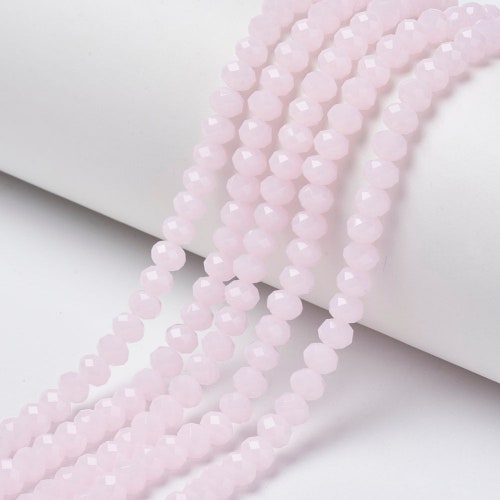 Pink Faceted Rondelle Glass Beads Etsy