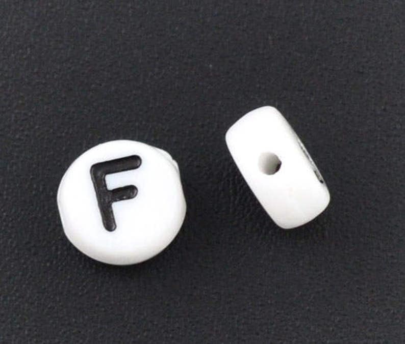 Acrylic Letter F Beads 7mm, Black & White Alphabet Beads image 1