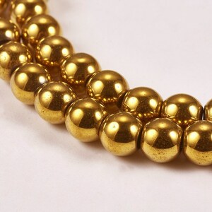 65 6mm Synthetic Hematite Beads Electroplate Non-magnetic, Colors Copper, Platinum, Gold, Rainbow Gold