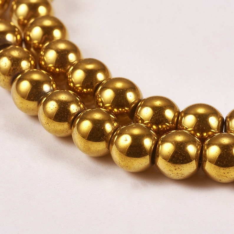 65 6mm Synthetic Hematite Beads Electroplate Non-magnetic, Colors Copper, Platinum, Gold, Rainbow Gold