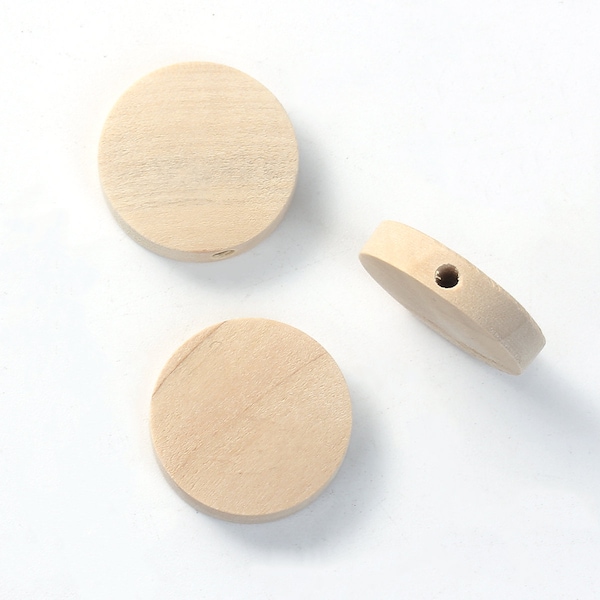 50 Wood Disc Beads, 20mm Beads, Natural Wood Beads, Flat Beads, Disc Beads, Coin Beads