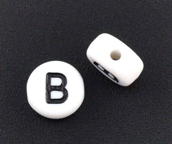 10 Letter B Beads 7mm Black & White Alphabet Beads Acrylic | Etsy