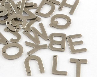 200 Random Stainless Steel Alphabet Letter Initial Charms