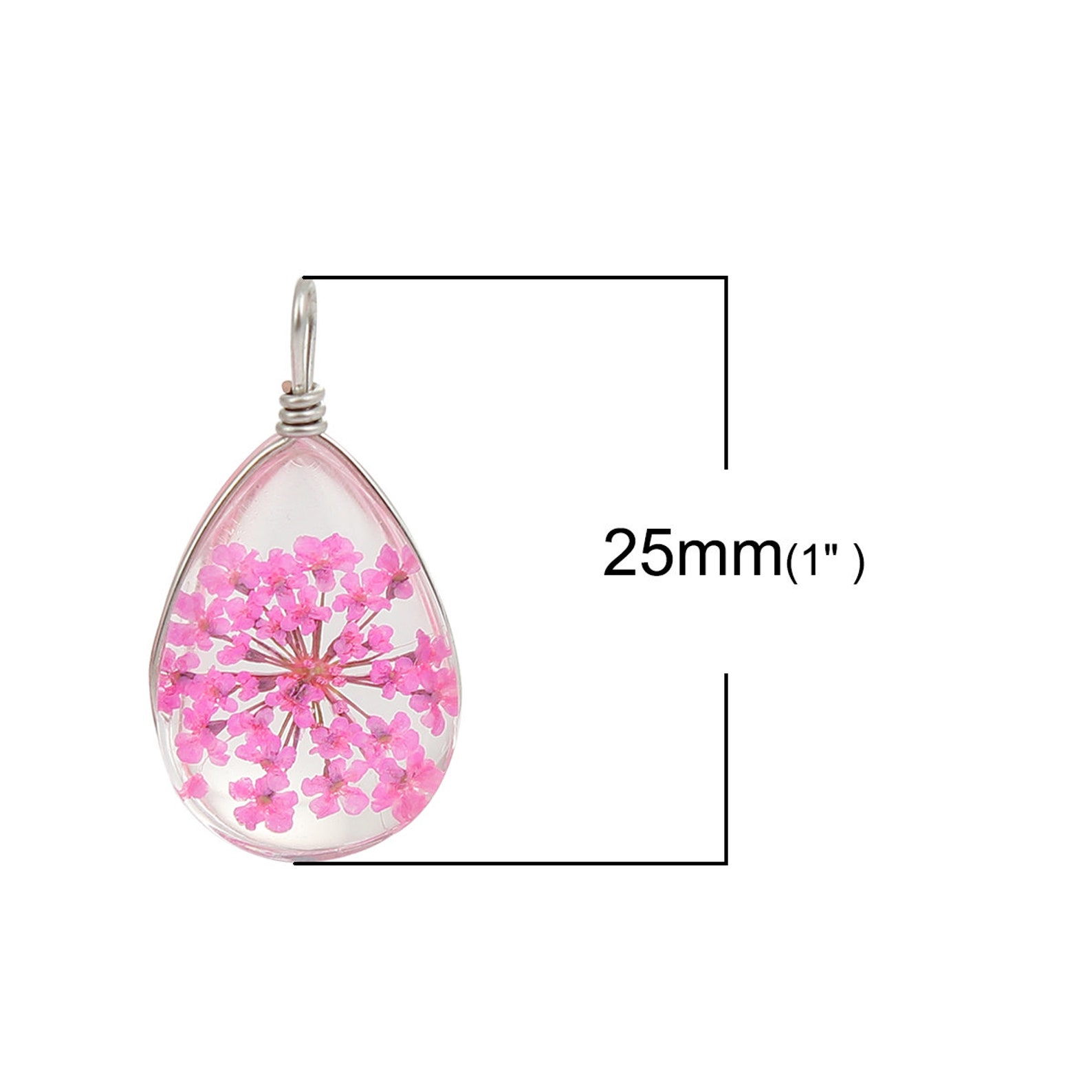 2 Pink Dried Flower Globe Pendant Real Flower Jewelry 25mm X Etsy