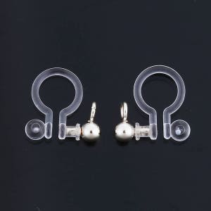 Resin and stainless steel earring clips with loops, Clip on earring findings, Non pierced earrings