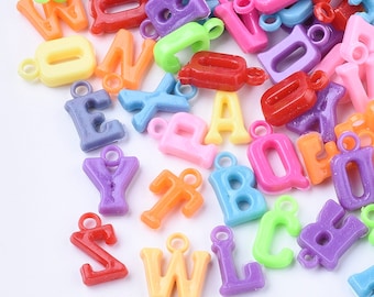 200 Acrylic Alphabet Charms, 12~14mm long, 6~13mm wide