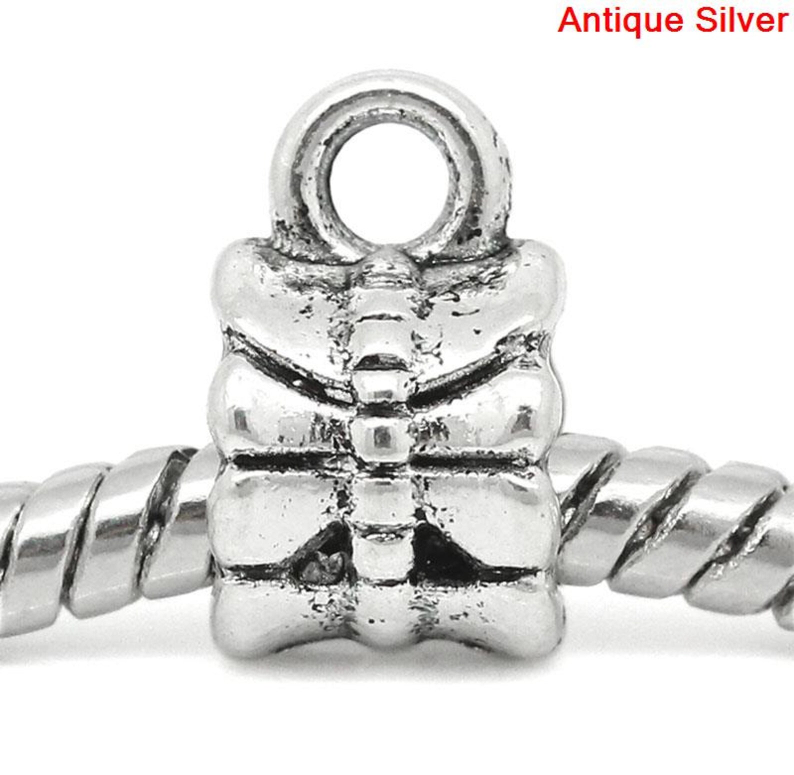 100 European Charm Bail Beads Antique Silver Bail Bead Etsy