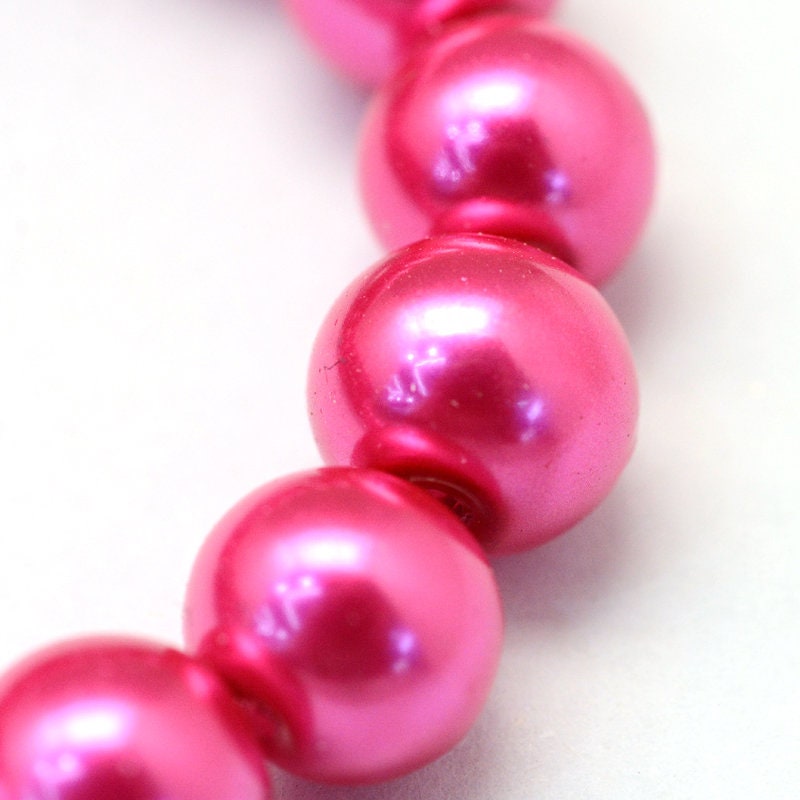 10mm 8mm 6mm 4mm Pink Glass Pearl Beads