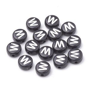 Letter W Beads, 7mm Round Alphabet Beads