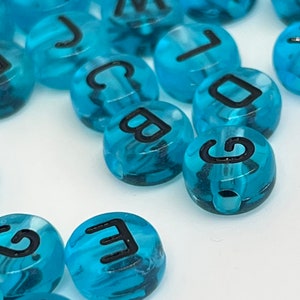 400 Blue Alphabet Beads, 7mm Acrylic letter beads, ABC letter beads, Name beads