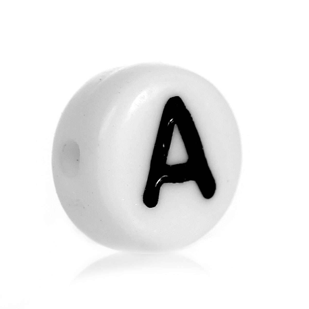 Letter A Beads 7mm, Black & White Alphabet Beads, Acrylic letter bead…