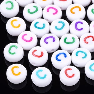 Letter C Acrylic Alphabet Beads Assorted Colors, Letter C only, Jewelry Making Supplies